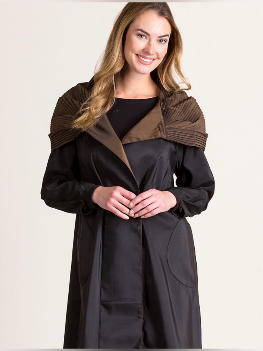 Mycra Pac Donatella Reversible Hooded Travel Rain Coat w Tote Bronze & Black XL